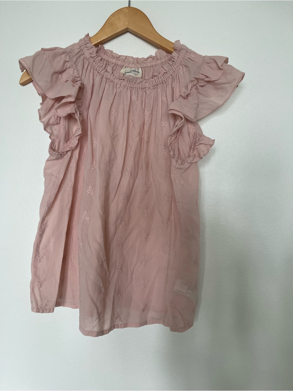 Universal Thread Pale Pink Smocked Ruffle Neck Blouse